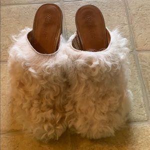 Madewell Harper Mule, Cream Mongolian Shearling